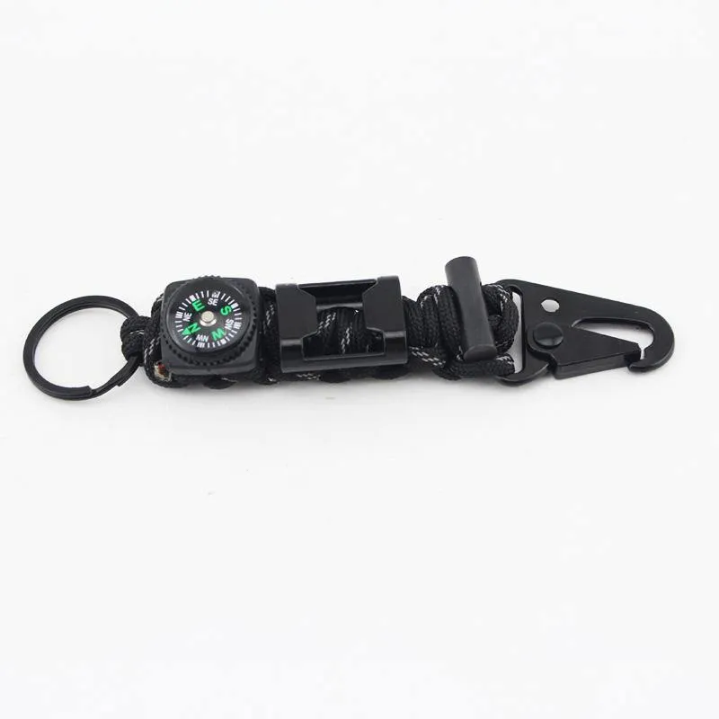 2 Size, Braided Lanyard Survival Keychain Key Ring Hook Outdoor Camping