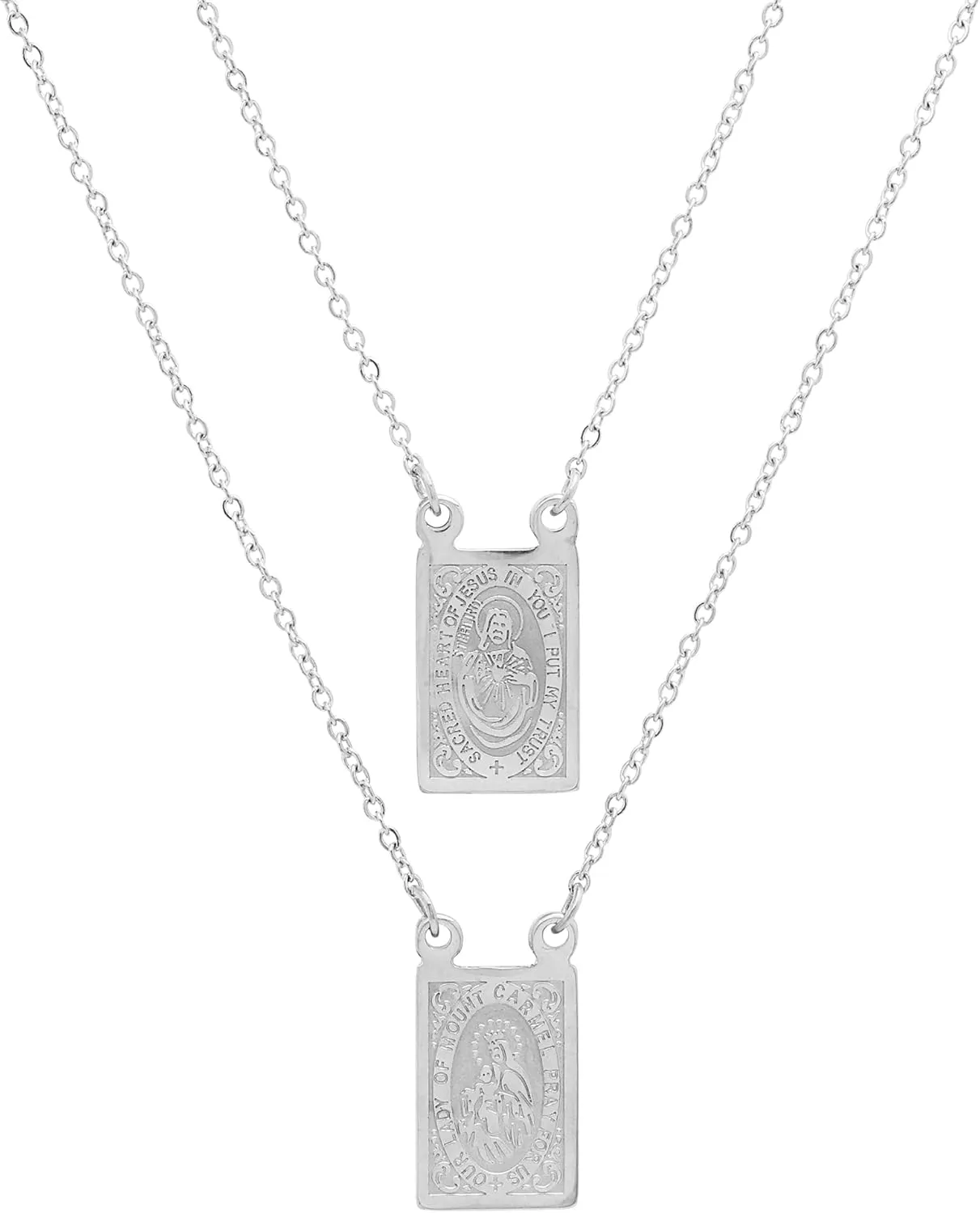 Amazon Essentials Men's Stainless Steel 18K Gold Plated Scapular Religious Necklace , (previously Amazon Collection)