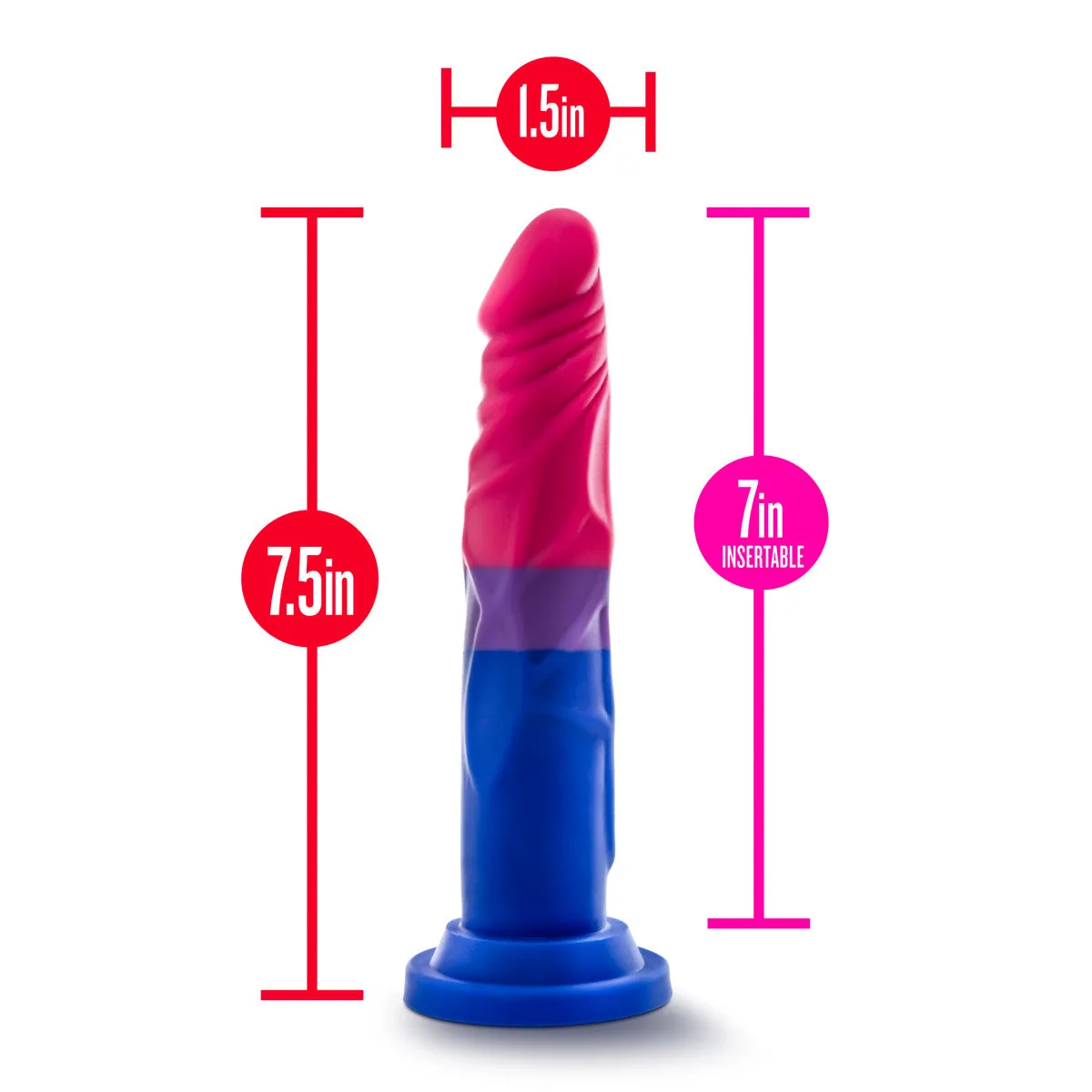 Avant By Blush® | Pride Love P8: Artisan 7 Inch Dildo with Suction Cup Base - Elegantly Made with Smooth Ultrasilk® Purio™ Silicone