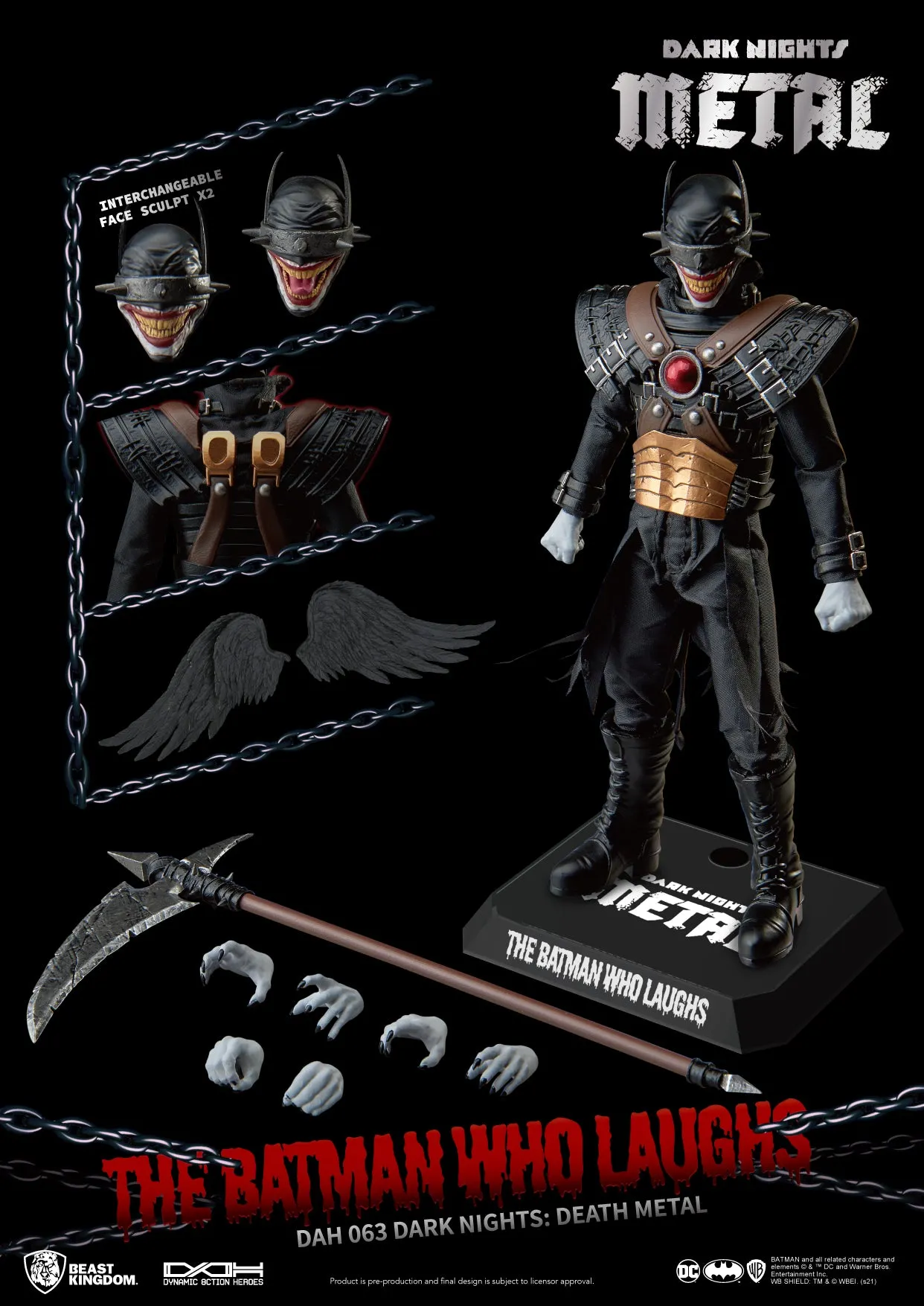 Beast Kingdom DAH-063 DC Dark Nights: Death Metal Batman Who Laughs 1:9 Scale Dynamic 8ction Heroes Action Figure
