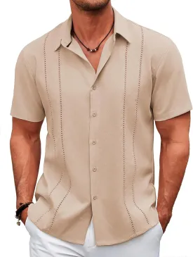 COOFANDY Men's Cuban Guayabera Shirt Casual Short Sleeve Button Down Shirts Summer Beach Shirts