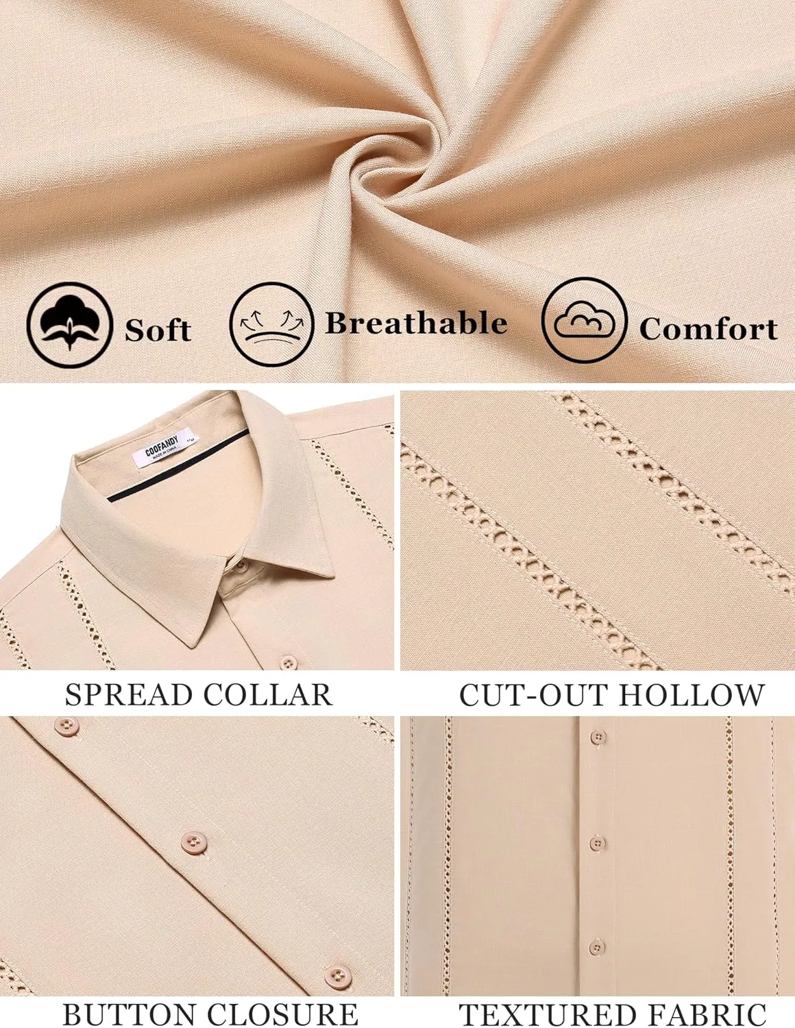 COOFANDY Men's Cuban Guayabera Shirt Casual Short Sleeve Button Down Shirts Summer Beach Shirts