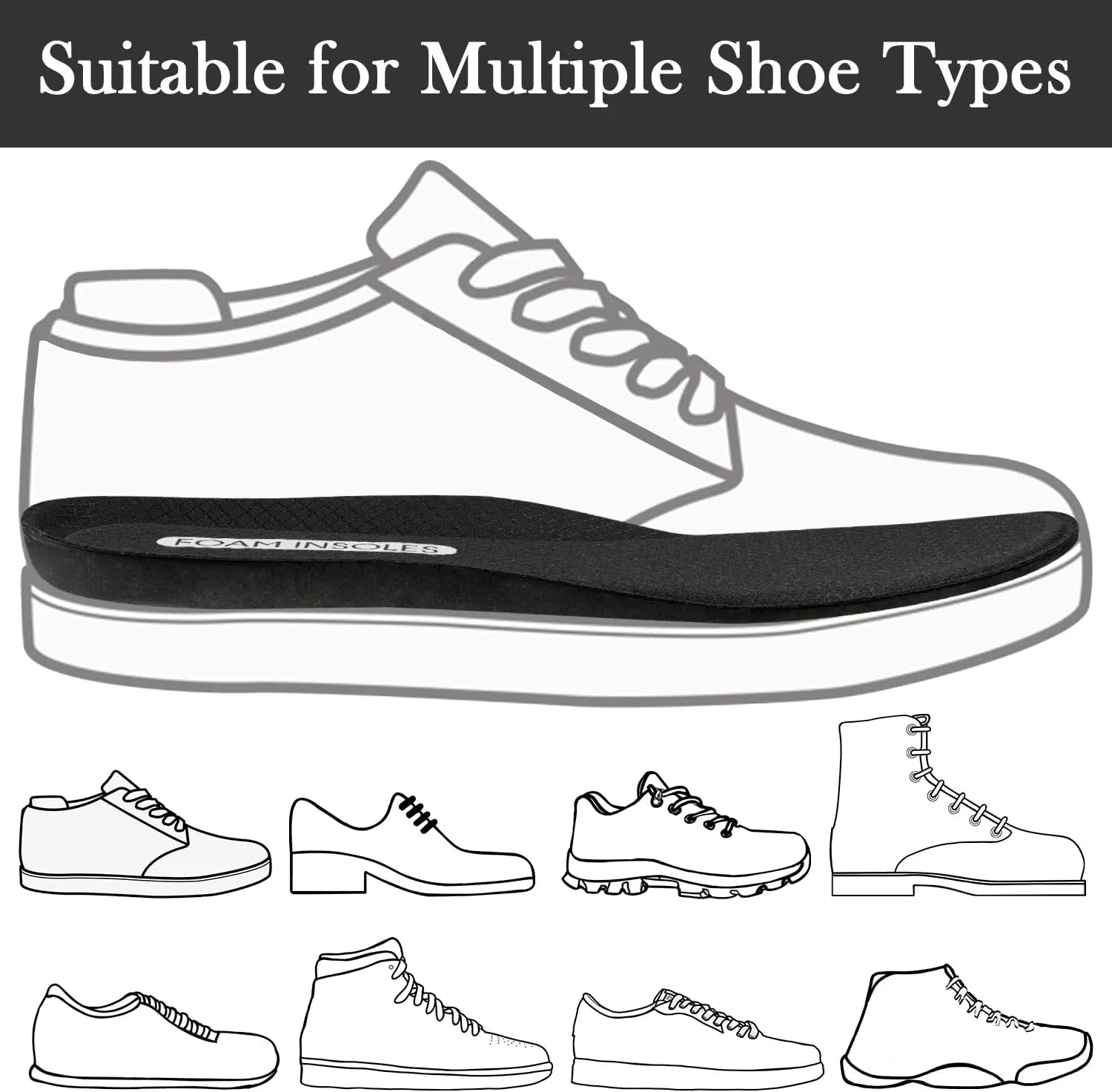 Foam Insole for Skechers Shoes, Replacement Inserts for Men's and Women's Sneakers