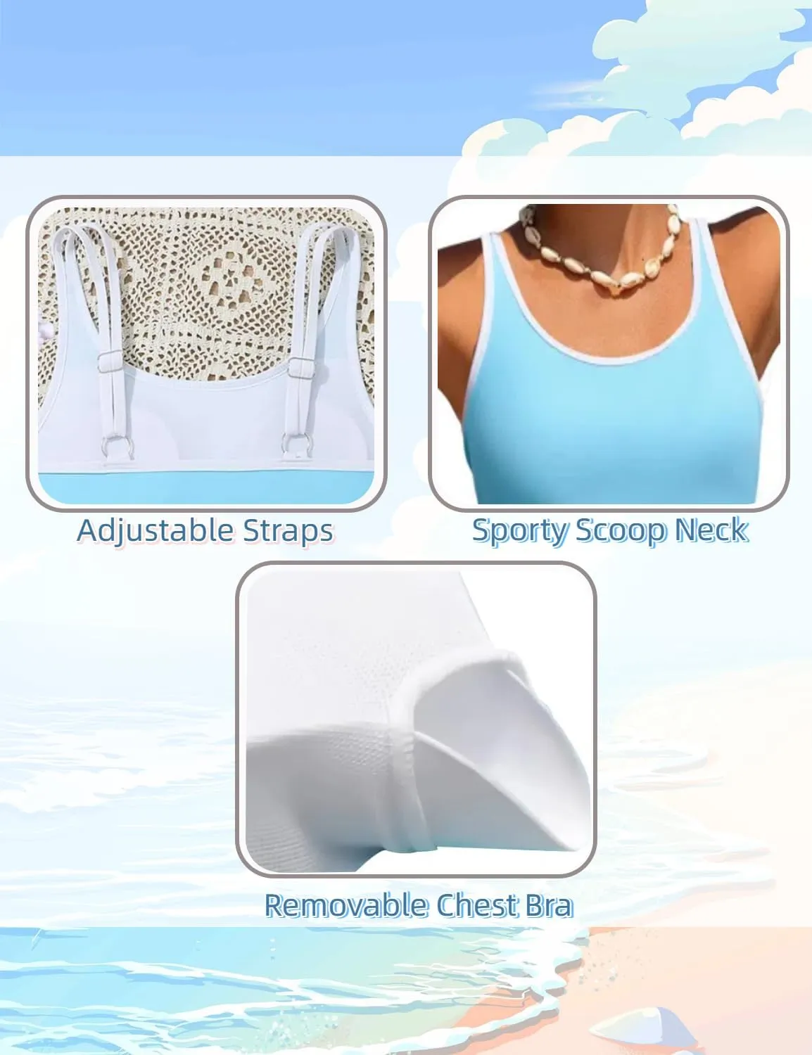 Girls Swimsuits 3 Piece Bathing Suit Bikini Set with Sporty Shorts and Sunglasses Beach Swimwear for Girl 8-15 Years