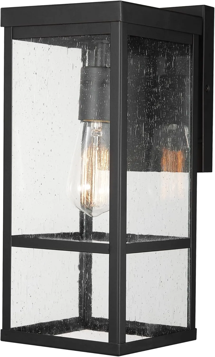 GLOBE Electric 44802 1-Light Outdoor Wall Sconce, Matte Black, Seeded Glass Shade, Outdoor Lights for House, Exterior Wall Lights