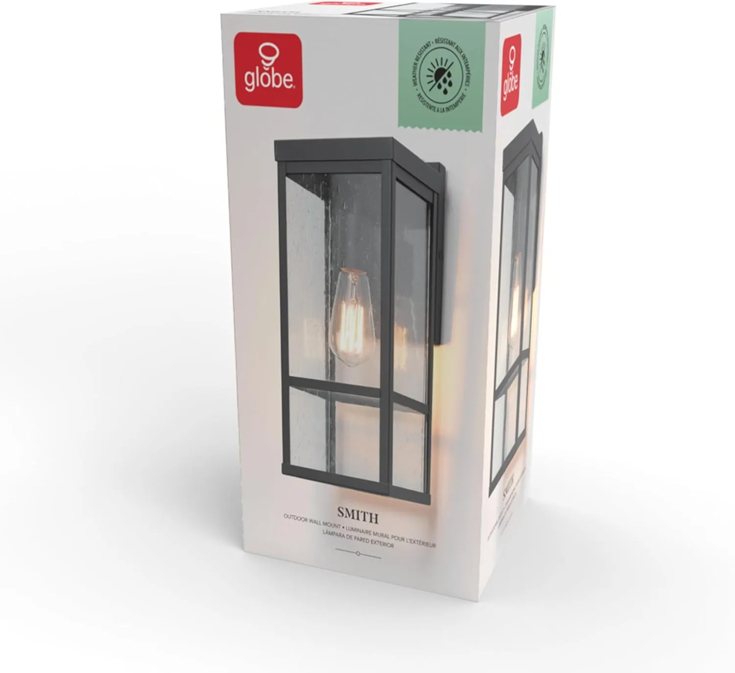 GLOBE Electric 44802 1-Light Outdoor Wall Sconce, Matte Black, Seeded Glass Shade, Outdoor Lights for House, Exterior Wall Lights