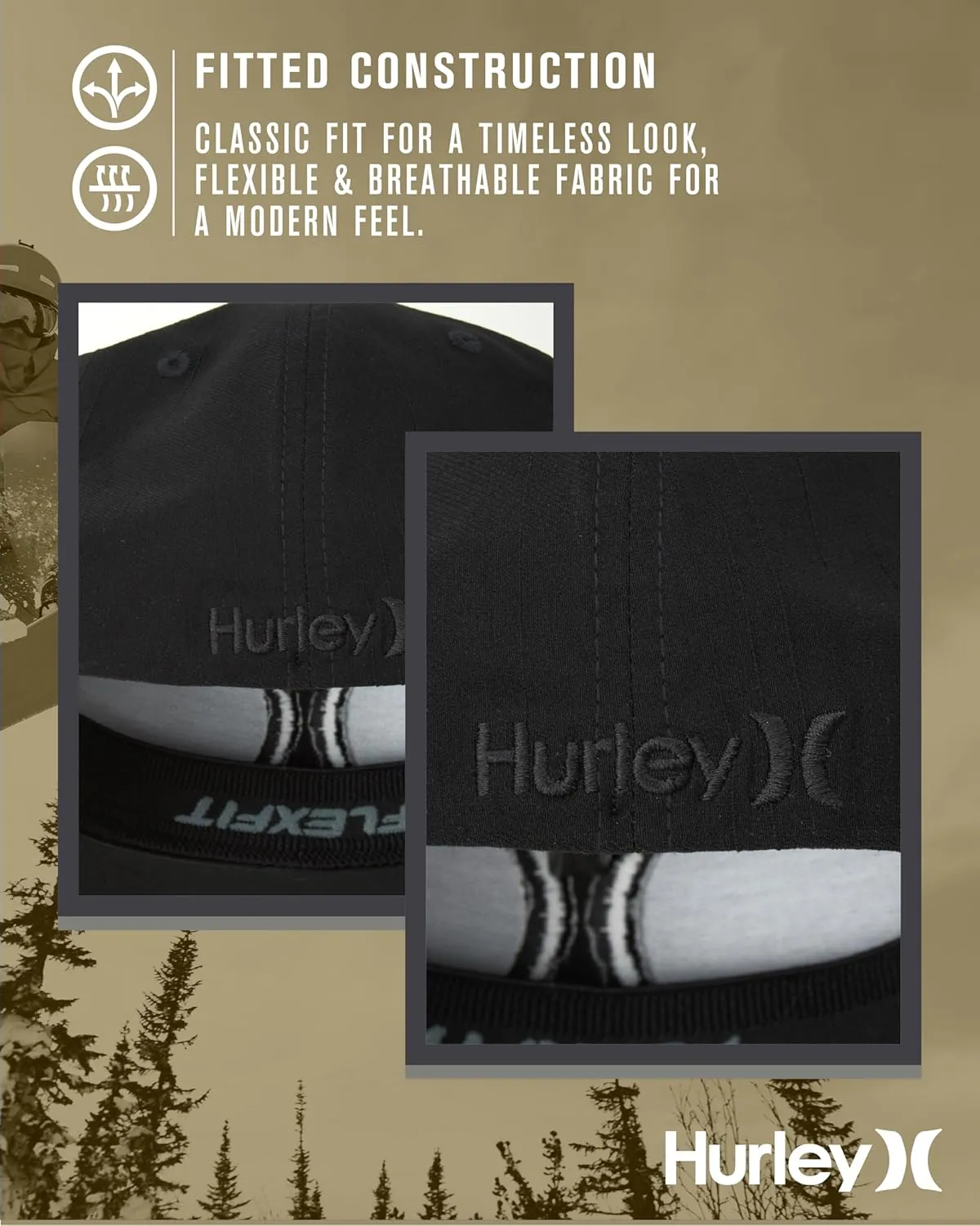 Hurley Men's Caps - One & Only Flexfit Textures Cap - Fitted Hats for Men, S-XL