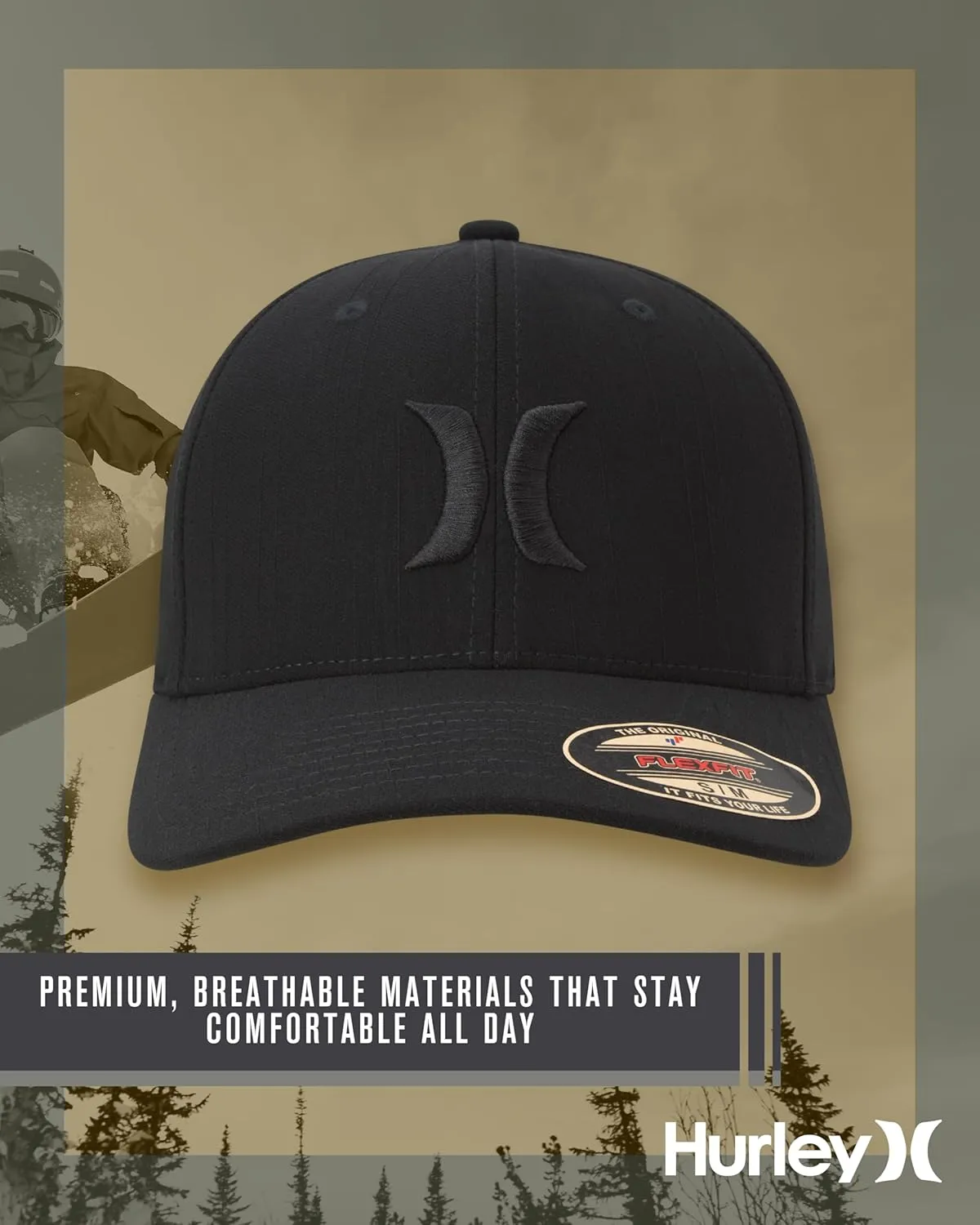 Hurley Men's Caps - One & Only Flexfit Textures Cap - Fitted Hats for Men, S-XL