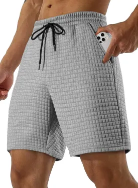 JMIERR Mens Sweat Shorts Casual Stretch Elastic Waist Waffle Workout Gym Short 7 inch Inseam Running Short with Pocket