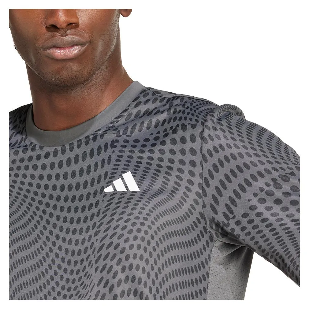 Mens Club Graphic Tennis Top Carbon and Black