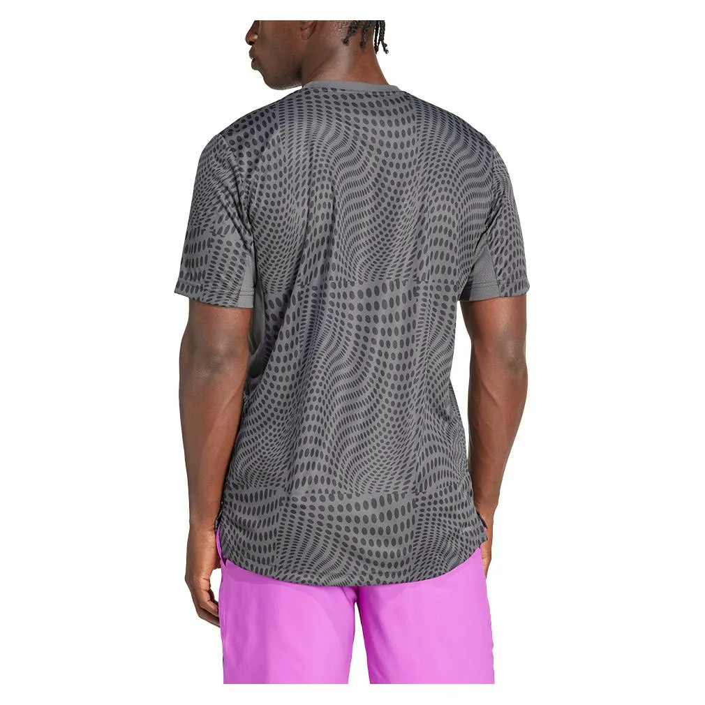 Mens Club Graphic Tennis Top Carbon and Black