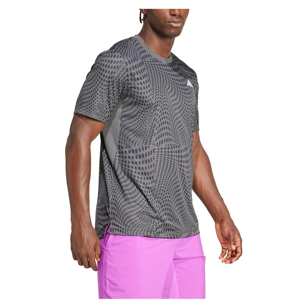 Mens Club Graphic Tennis Top Carbon and Black
