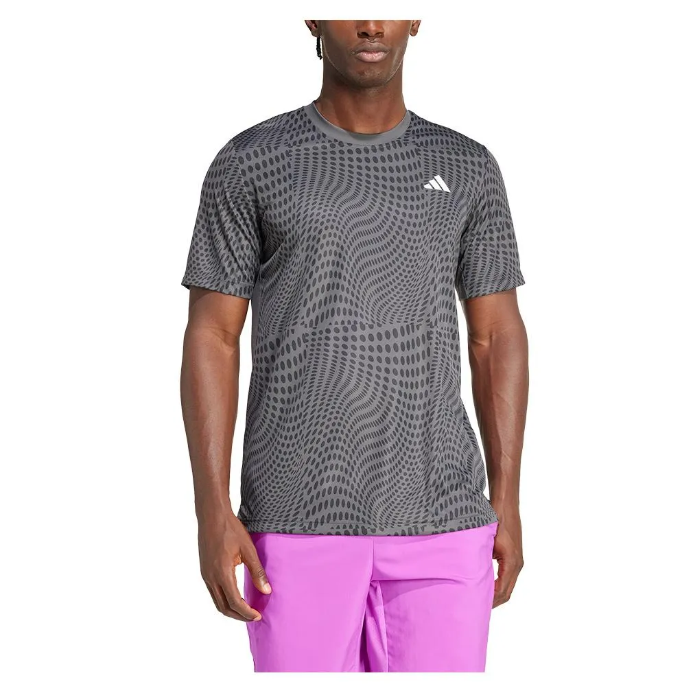 Mens Club Graphic Tennis Top Carbon and Black