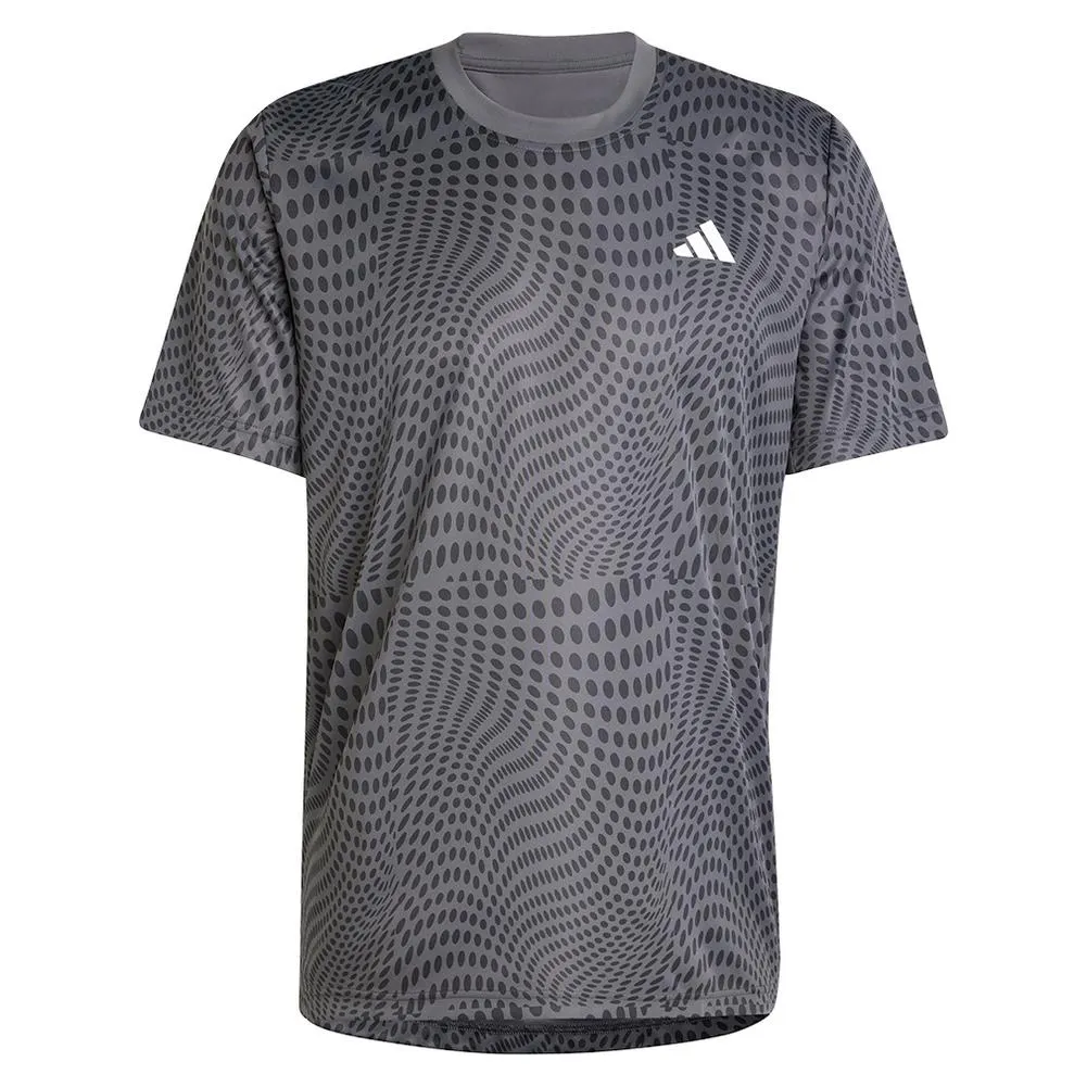 Mens Club Graphic Tennis Top Carbon and Black