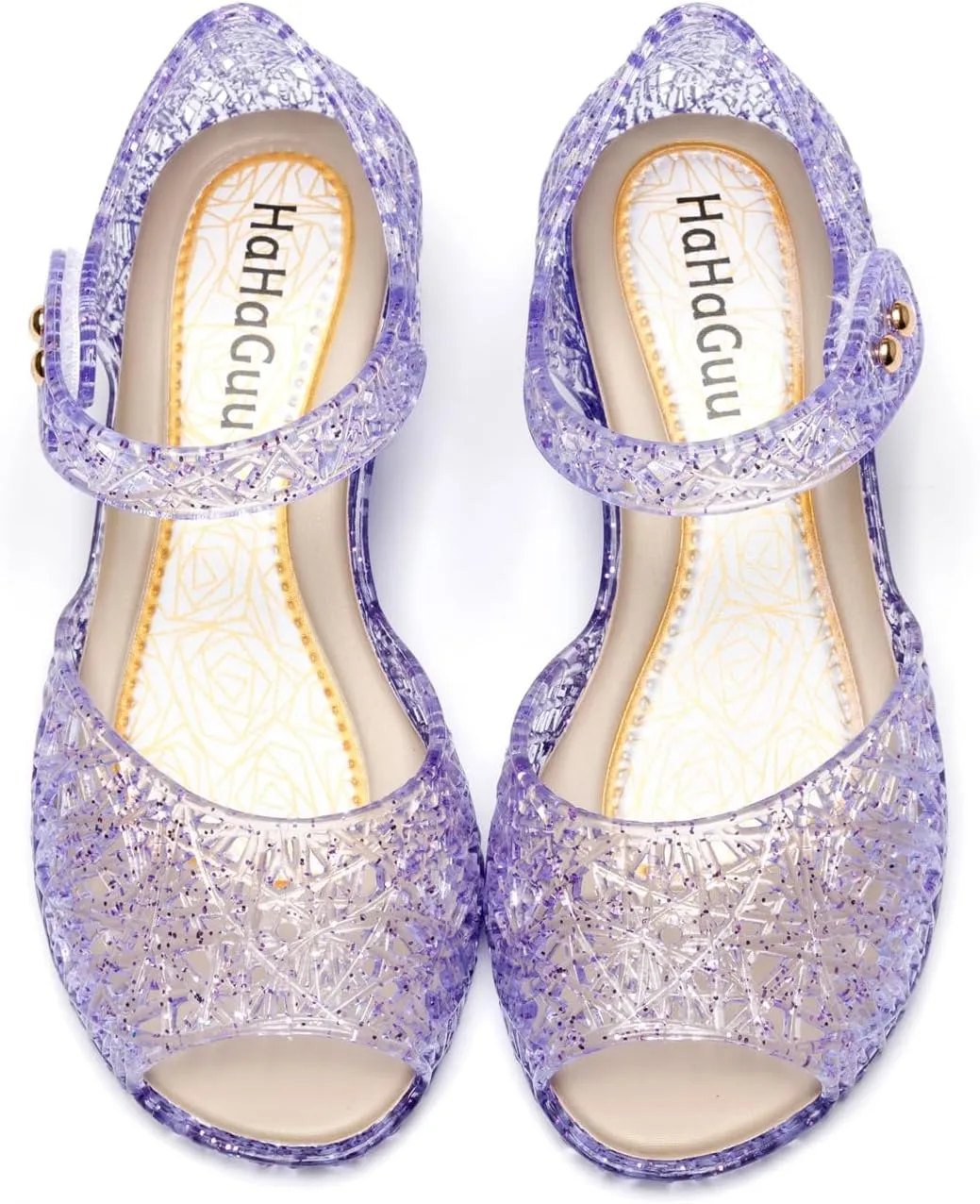 Princess Jelly Flats Shoes Girls Birthday Party Heels Snow Queen Cosplay Costumes Dress Up Sandals for Toddler Little Girls Big Kids