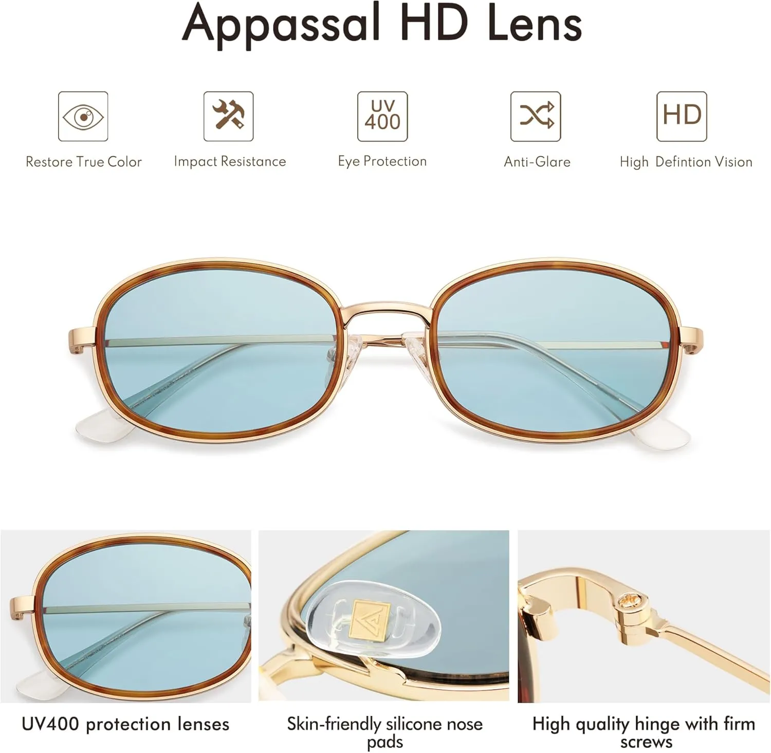 Retro Oval Sunglasses for Women Men Trendy Round Y2k Sunnies AP3681