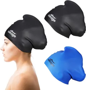 Swim Cap Long Hair 2 Pack Swimming Caps for Women Silicone Swim Caps Keep Hair Dry Waterproof Comfortable Flexible Durable Bathing Cap Tear-Proof Design Large Women Adult Swimming Cap 10  Years Girls
