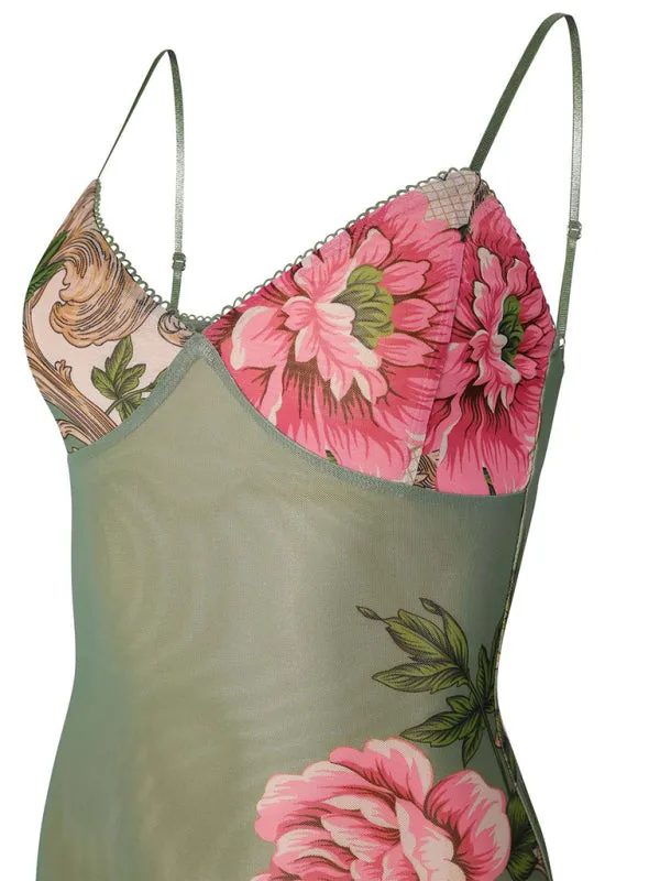Vacation Casual Slim Positioning Printed Suspender Dress