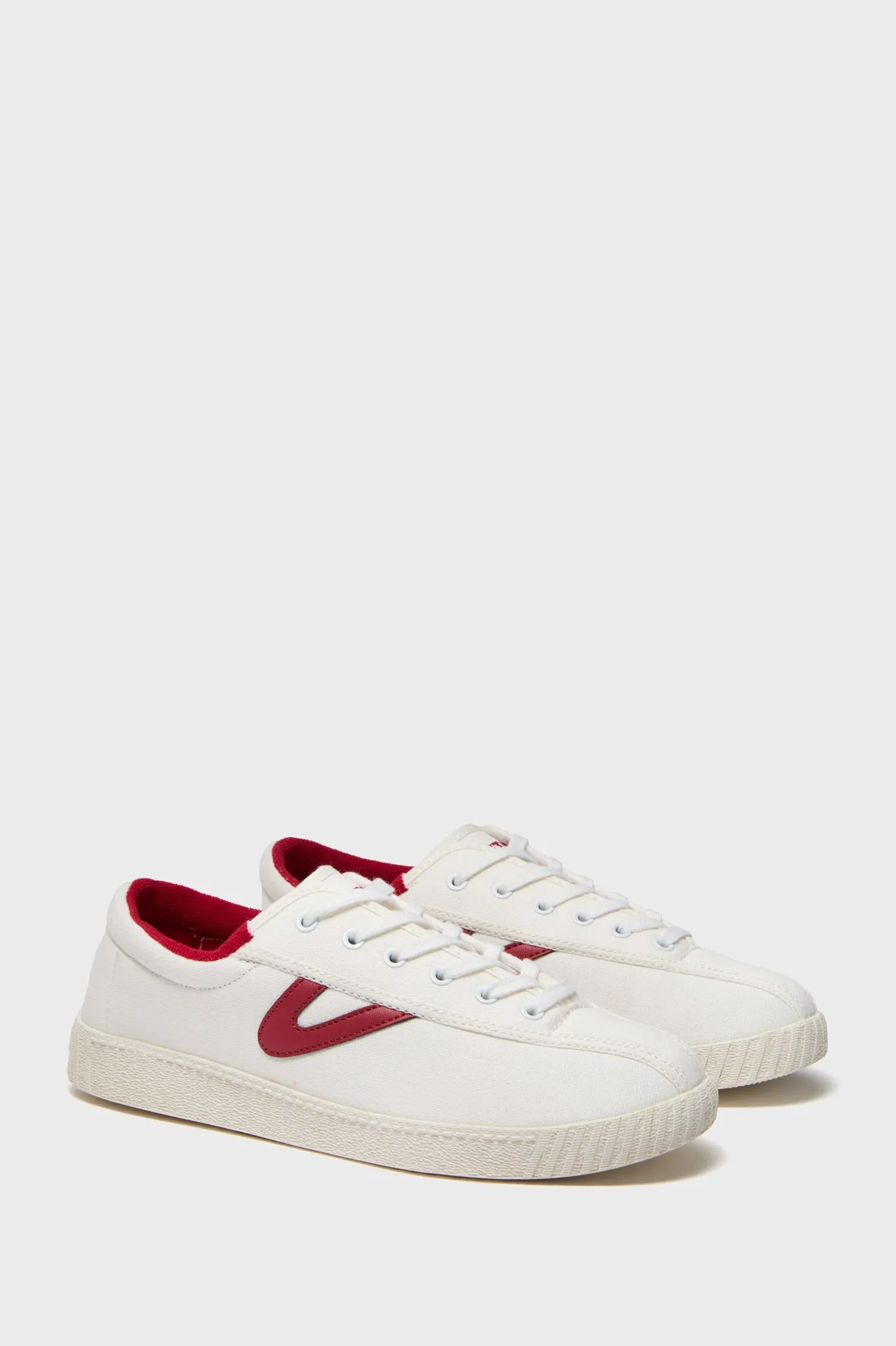 White and Red Nylite Lace Sneakers