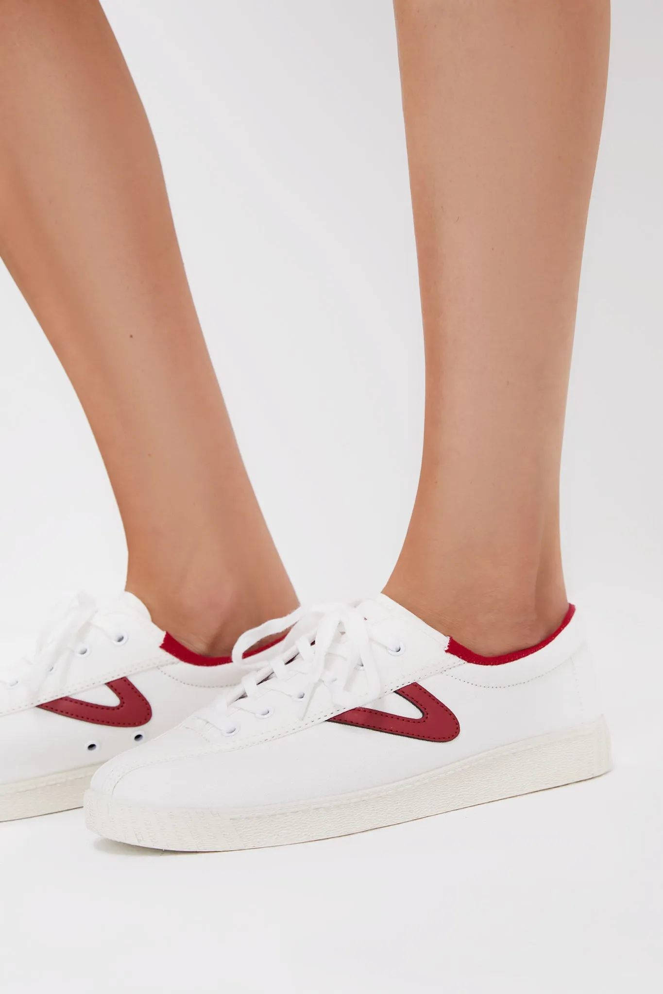 White and Red Nylite Lace Sneakers