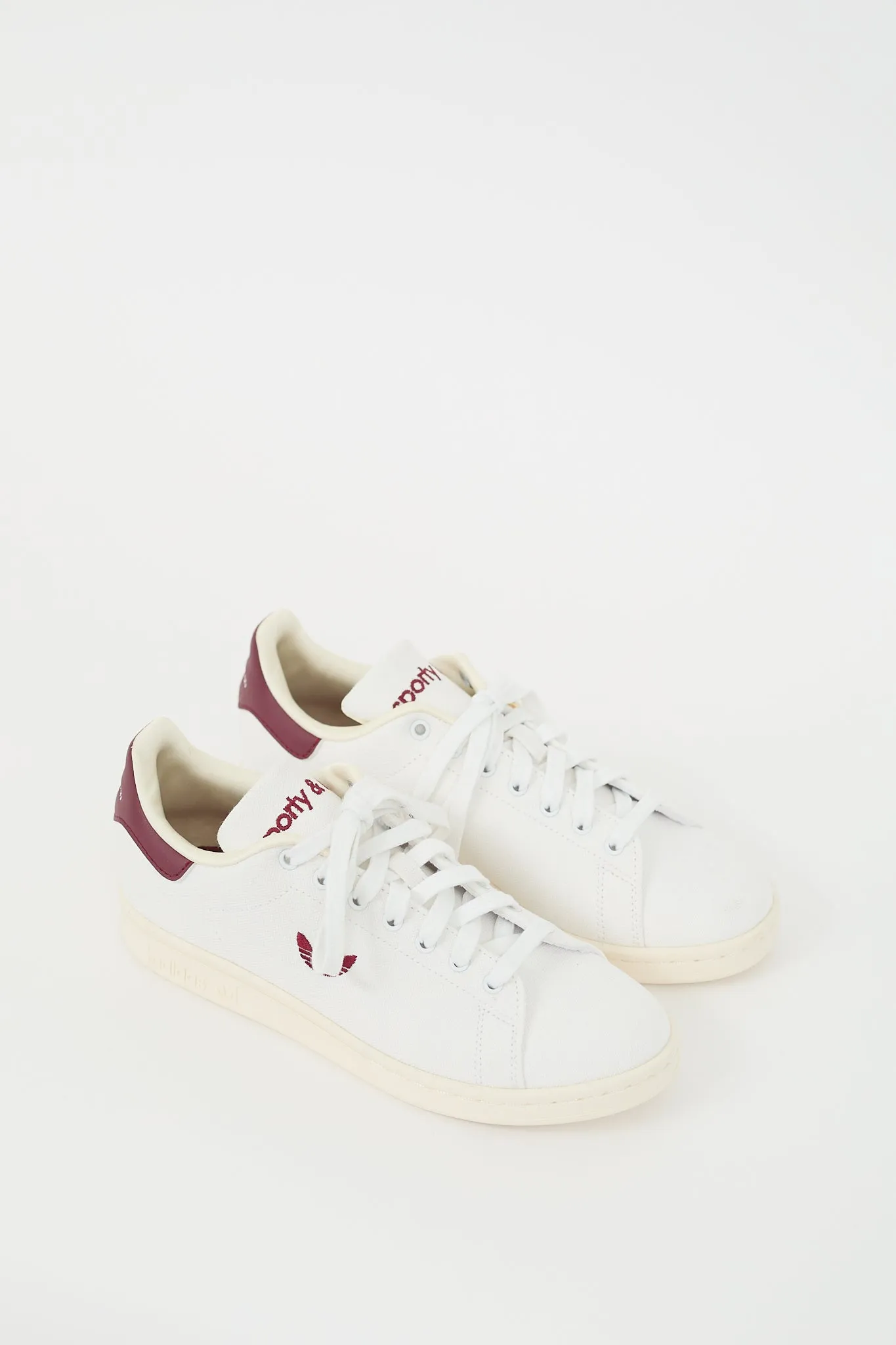 X Adidas Originals White & Burgundy Stan Smith Sneaker
