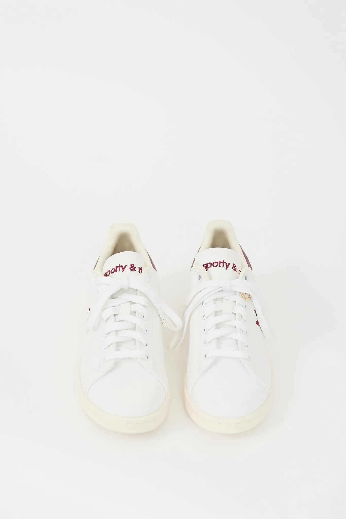 X Adidas Originals White & Burgundy Stan Smith Sneaker
