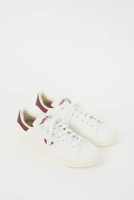 X Adidas Originals White & Burgundy Stan Smith Sneaker
